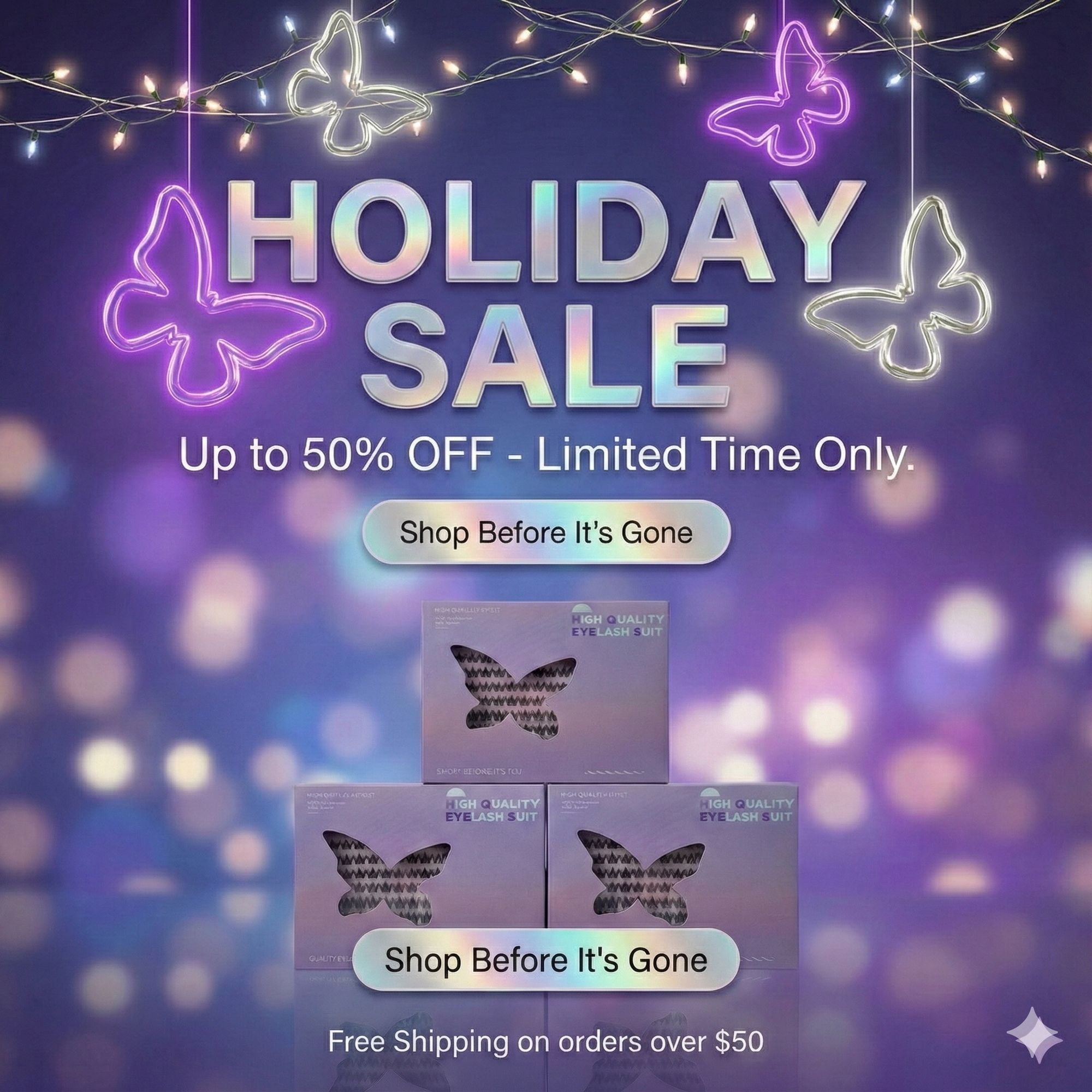 AYCUE Holiday Glam Christmas Special Edition High-Quality Eyelash Suit Subtle Natural Soft Finish Clean Band DIY Fluffy Lash Extension for Festive Looks