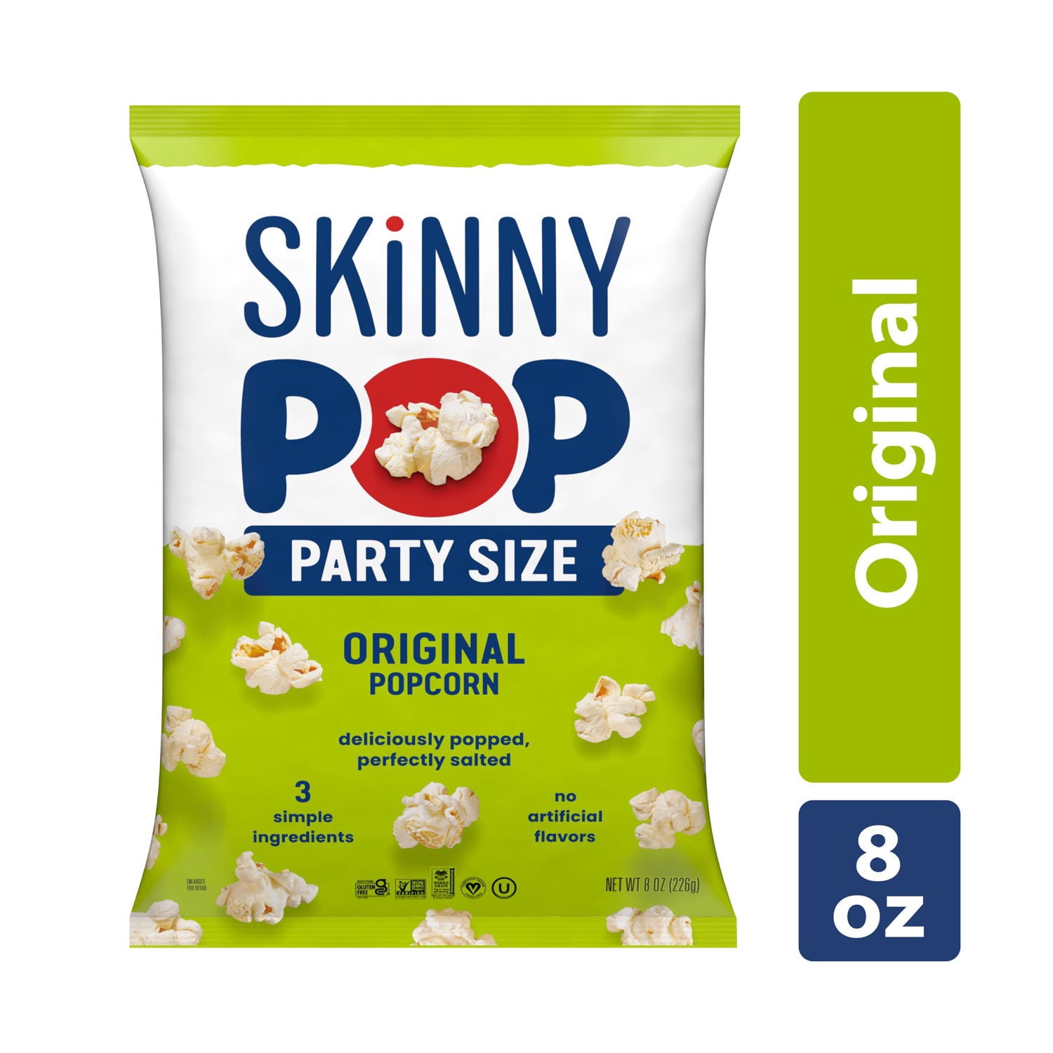 SKINNYPOP Original, Gluten Free Popcorn Party Size Bag, 8 oz