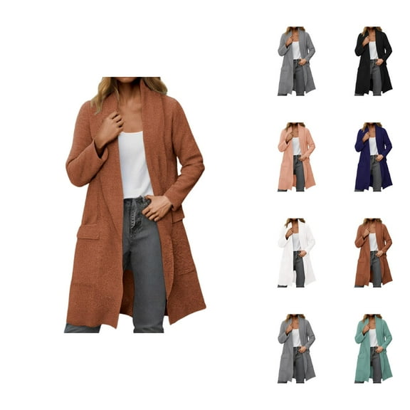 Long Cardigan Sweater Outerwear Cozy Soft Warm Knit Open Front Duster Wrap Casual Fall Winter Fashion Cardigan Sweaters for Women