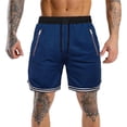 thumbnail image 2 of vdgthytj Mens Basketball Shorts Breathable Quick Dry Drawstring Waist Striped Running Athletic Shorts with Zip Pockets, 2 of 5