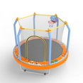 thumbnail image 4 of 55'' Mini Trampoline for Kids with Enclosure Net & Basketball Hoop, CASEMIOL Small Round Toddler Trampoline for Indoor Outdoor Play, Perfect Trampoline Gift for Boys Girls, Orange, 4 of 5