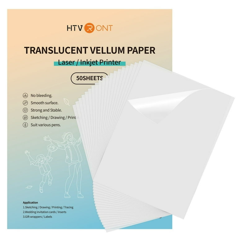 HTVRONT 50 Sheets Vellum Paper—Translucent Printable Tracing Paper