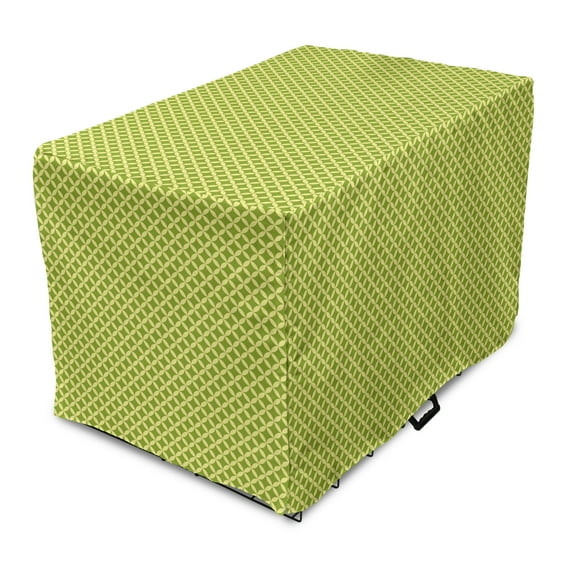 Retro Dog Crate Cover, Continuous Abstract Pattern with Bicolour Geometric Nostalgic Motif, Easy to Use Pet Kennel Cover Small Dogs Puppies Kittens, 7 Sizes, Lime Green Pastel Yellow, by Ambesonne