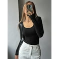 thumbnail image 2 of MOYIKO Scoop Neck Long Sleeve Shirts for Women Round Neck Fitted T Shirts Womens Tops Tee, 2 of 7