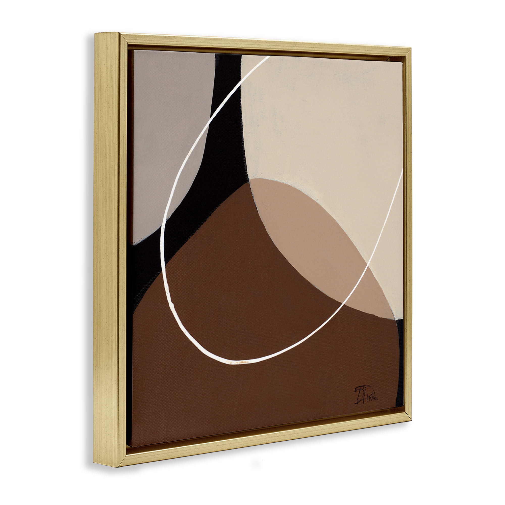 Stupell Industries Minimal Project Abstraction Abstract Painting Gold Floater Framed Canvas Art Print Wall Art, 25 x 25