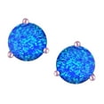 thumbnail image 3 of Star K� Round 6mm Created Blue Opal Three 3 prong Martini push back Stud earrings, 3 of 9