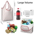 thumbnail image 3 of 5 Pack Foldable Shopping Bag,Red and Yellow Christmas Pattern Reusable Grocery Bags with Pockets,Large Reusable Tote Bags with Handles Waterproof & Lightweight, 3 of 6