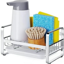 304 Stainless Steel Sink Caddy Sponge Holder - Sink Caddy Organizer, Sponge Holder for Sink, Sink Tray Drainer Rack, Soap Dish Dispenser Brush Holder Storage Kitchen Accessories