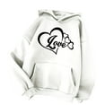 thumbnail image 4 of LEBONYARD Plus Size Womens Tops,Women's Comfortable Sweater Heart Pattern Printed Women's Hooded Pocket Drawstring Sweater White XXL, 4 of 4