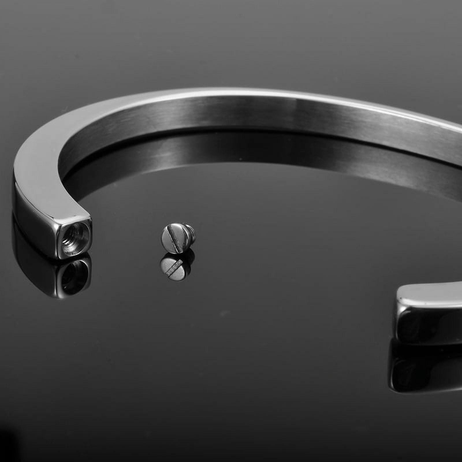 Silver Cremation Bracelet, Ashes Holder Memorial Keepsake, Bracelet for Ashes, Keepsake Urn Bracelet, Stainless Steel Container Jewelry, Funnel Kit and Jewelry Box Included [Silver, No Engraving]