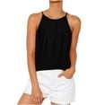 thumbnail image 2 of LSLJS Débardeurs Plissés pour Femmes Bretelles Spaghetti Camisole Ourlet Incurvé Mode Bretelles, Combinaisons & Barboteuses pour Femmes Cadeaux pour Femmes, 2 of 6