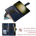 thumbnail image 3 of Dteck Wallet Case for Samsung Galaxy Note 10+, Premium PU Leather Zipper Flip 9 Card Slots Wallet with Wrist Strap Magnetic Closure Built-in Kickstand Protective Case,Blue, 3 of 5