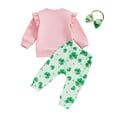 thumbnail image 7 of Staki St Patricks Day Baby Girl Outfit Short Sleeve Tops Plaid Flared Pants Set Toddler Girl Irish Clothes Toddler Girl Lucky Shamrock Long Sleeve T-Shirt 3M,6M,12M,18M,24M(Pink,6-12 Month), 7 of 7