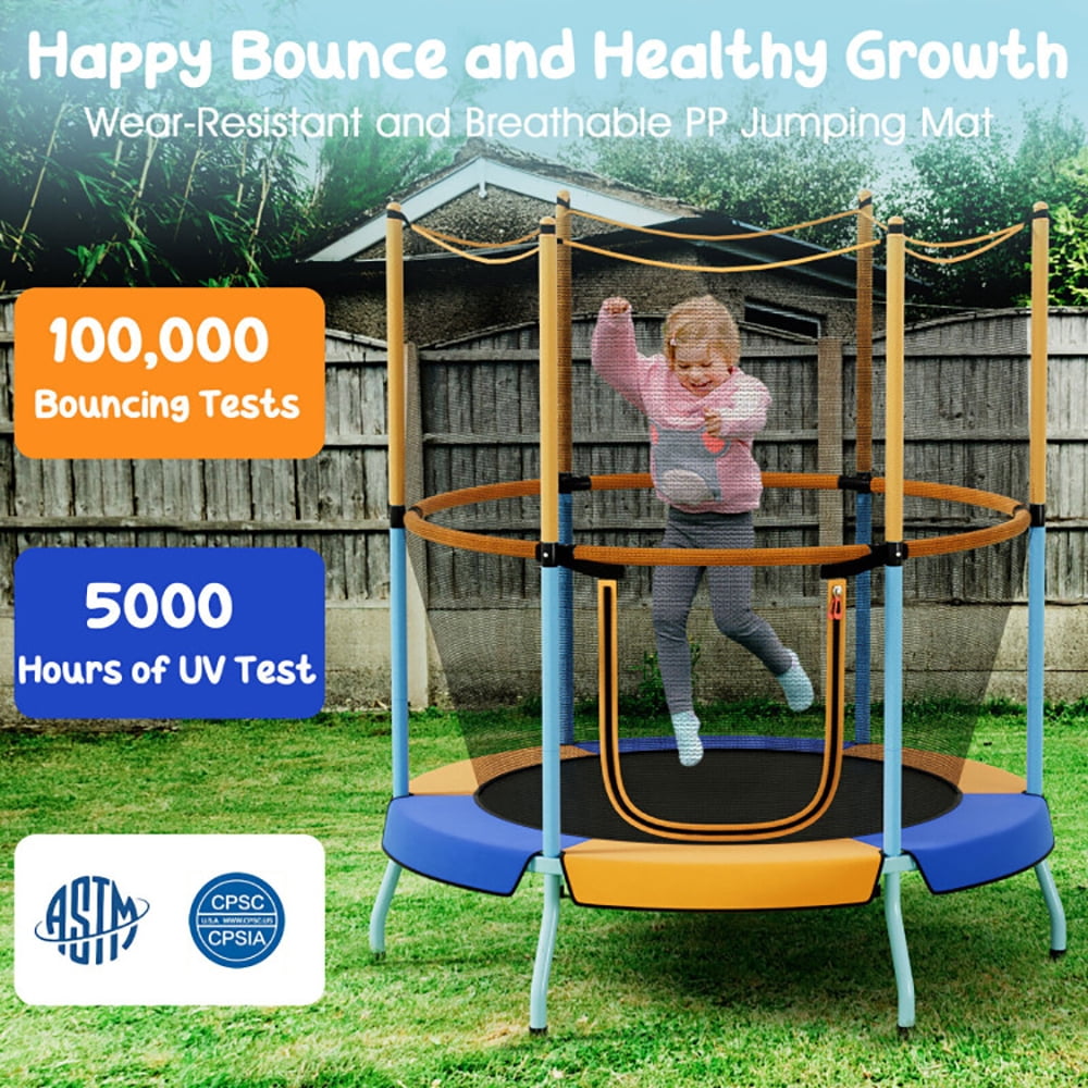 Aimee Lii 48" Toddler Trampoline with Safety Enclosure Net, Large Trampoline for Backyards, Outdoor Kids Trampoline-Orange
