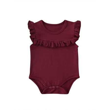 

Gwiyeopda Newborn Baby Girl Sleeveless Ruffle Bodysuit Playsuit Jumpsuit Outfits Summer Sunsuit