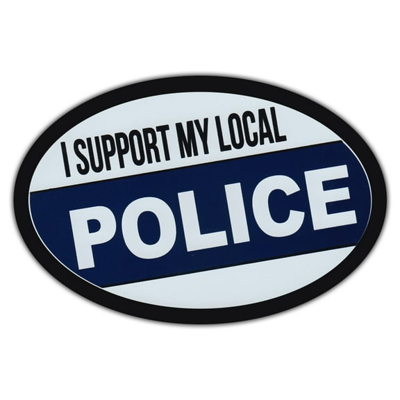 Oval Car Magnet - I Support Local Police - Support Law Enforcement - Magnetic Bumper Sticker
