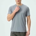thumbnail image 2 of Men's Ice-Silk T-Shirt Nylon Spandex Quick Dry Breathable Short Sleeve Round Neck Moisture Wicking Casual Athletic Fitness Training Running | Zenithor,Gray 3XL, 2 of 9