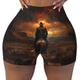 thumbnail image 2 of Fotbe Western Rainy Desert Cowboy Shorts Sin Costuras – Shorts Deportivos de Cintura Alta para Mujer, Elásticos para Gimnasio, Yoga, Running o Ciclismo-Medium, 2 of 8