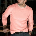 thumbnail image 2 of TFEOQRY Men's Crew Neck Sweater Solid Knit Long Sleeves Lightweight Casual Pullover for Fall Winter Warmth Top Pink, 2 of 6