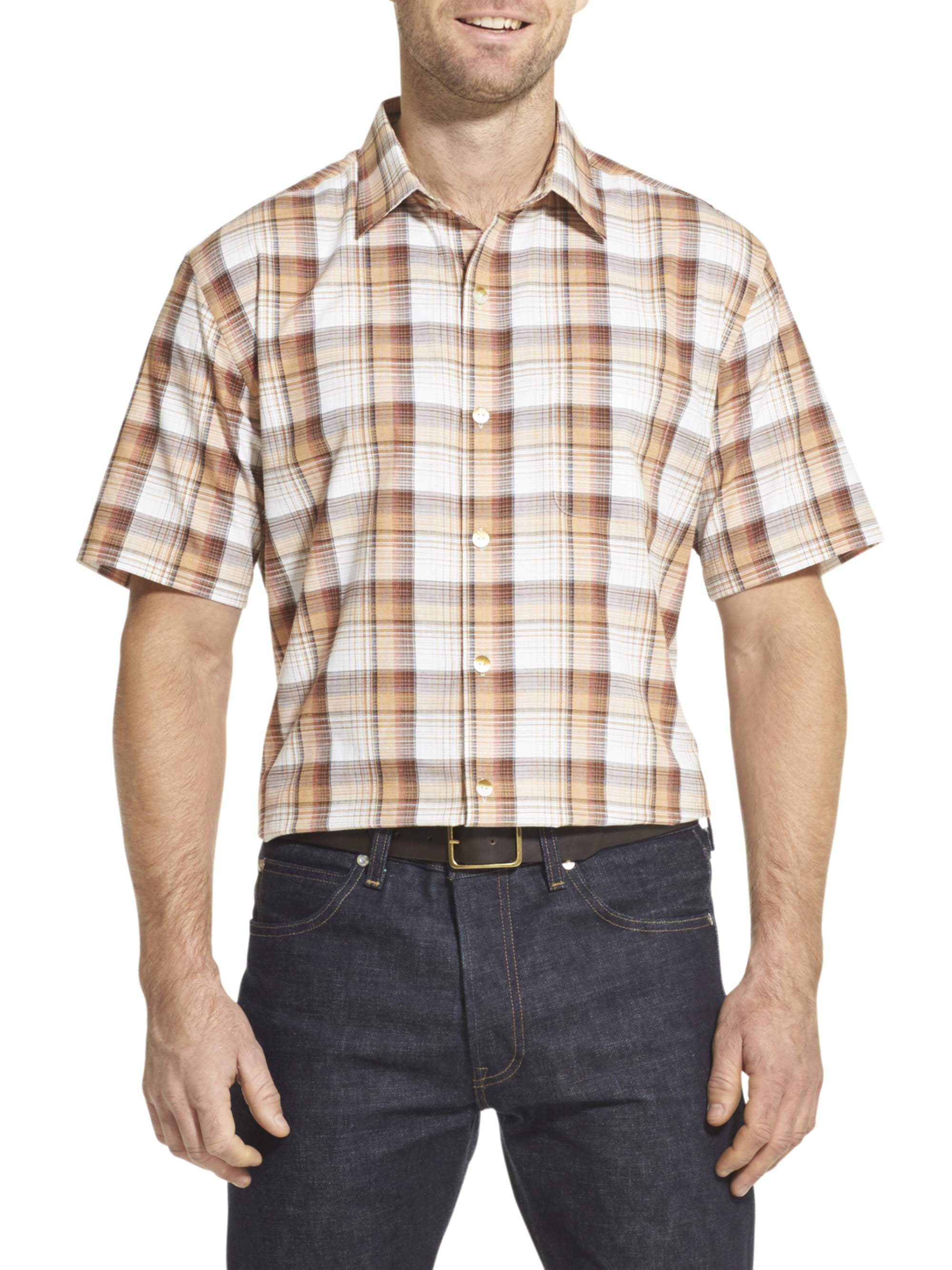 Van Heusen Men's Air Texture Short Sleeve Button Down Shirt - Walmart.com