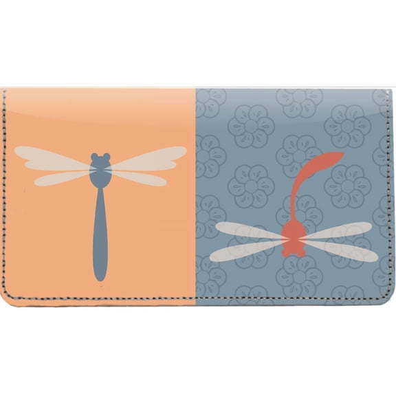 Dragonflies Personal Leather Checkbook Cover for Top Tear Personal Checks