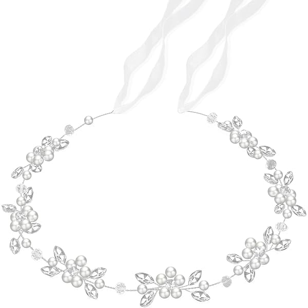 wonima44 Flower Girl Headpiece, Flower Girl Hair Accessory, Silver Wedding Headband for Girls, Princess Crystal Pearl Hair Accessories for Birthday, Party, First Communion,Wedding