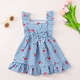 thumbnail image 2 of mgoYE Toddler Girl Dress Ruffle Sleeve Bowknot Dress Floral Dresses with Bow for Play Party Birthday Casual 2-6t(Blue,5-6 Years), 2 of 9