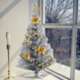 thumbnail image 3 of Costway 3FT Silver Tinsel Christmas Tree Unlit Artificial with Plastic Stand Home Decor, 3 of 8
