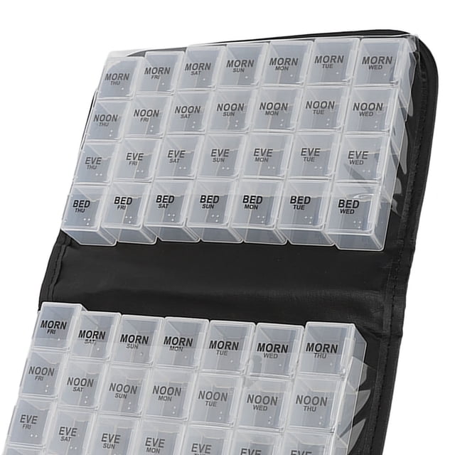 Medicine Container,14Pcs Medicine Organizer PU Medicine Box Weekly Medicine Organizer Best in Class