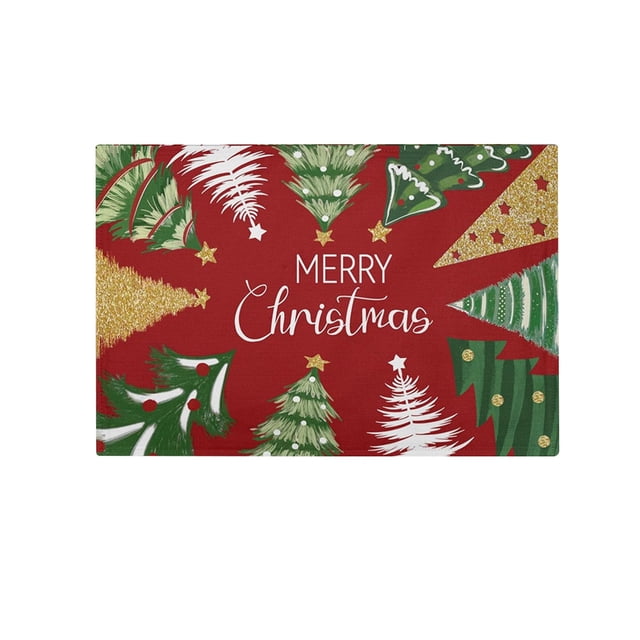 Outdoor Christmas Decorations Christmas Tree Decorations, Linen Tree Print Placemat Outdoor Party Holiday Table Setting