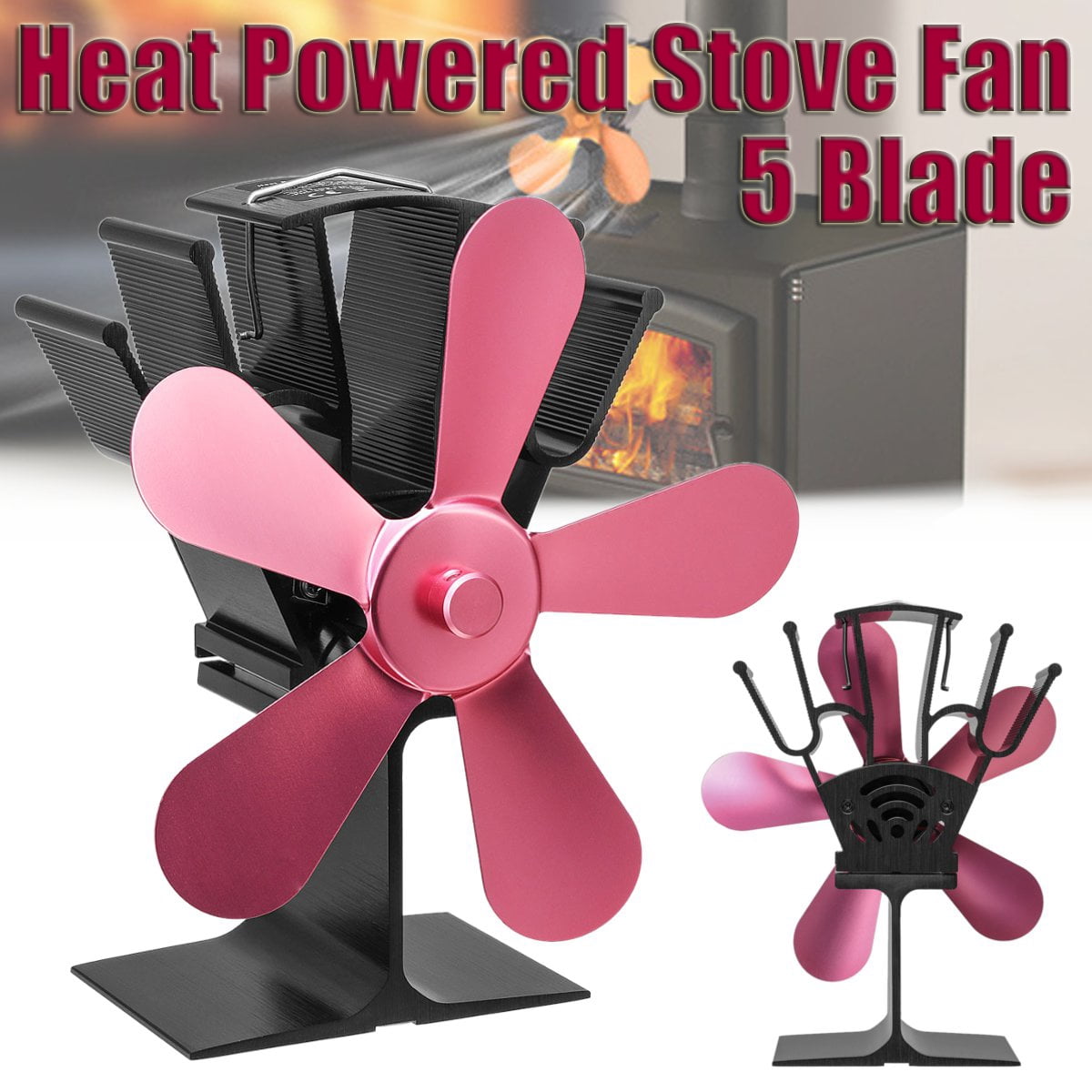 5 Blades Heat Self-Powered Stove Fan Wood Log Quiet Burner Fireplace Ecofan  Red | Walmart Canada