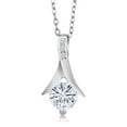 thumbnail image 3 of Gem Stone King 925 Sterling Silver White Moissanite Pendant and Earrings Jewelry Set for Women (2.45 Cttw, with 18 inch Chain), 3 of 5