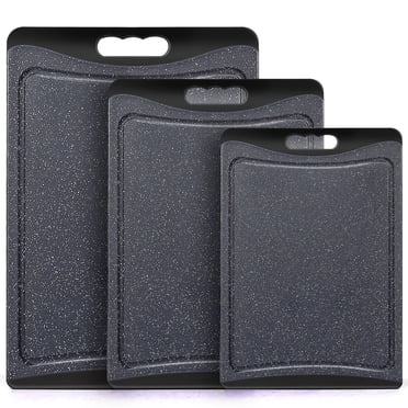 Extra Large Cutting Boards, AOKIWO Plastic Cutting Boards for Kitchen (Set of 3)Meat, Veggies Cutting Board Set Dishwasher Chopping Board with Juice Grooves Easy-Grip Handles, Dark Grey