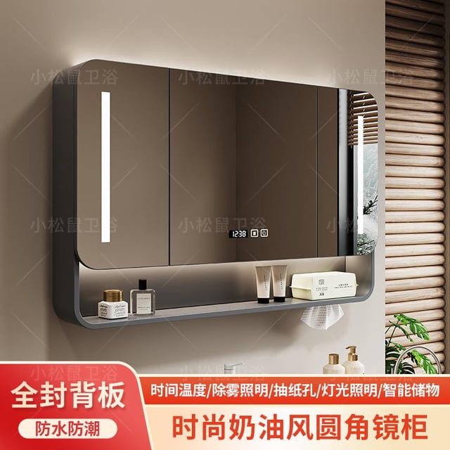 Gabinete de espejo de baño de arco, gabinete integrado de almacenamiento de espejo de baño, casillero de espejo de tocador inteligente montado en la pared con luz