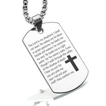Stainless Steel The Lord Is My Shepherd Prayer Dog Tag Pendant Necklace