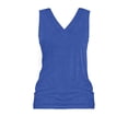 thumbnail image 5 of ZEHJUHAN Women's Solid Color V-Neck Sleeveless Tank Top - Basic Stretchy Summer Tee Blue，XXL, 5 of 7