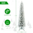 thumbnail image 4 of Maylaviu 7ft Lighted Snow Flocked Artificial Pencil Christmas Tree with 469 Quality PVC Branches, 200 Lights, Foldable Metal Base, White, 4 of 8