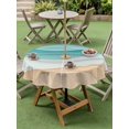 thumbnail image 5 of Outdoor Tablecloth with Umbrella Hole, Turquoise Spillproof Waterproof Outdoor Table Cover, Ocean Wave Stripes Modern Abstract Beach Patio Tablecloths for Party/Garden/Picnic, Round 54 inch, 5 of 9