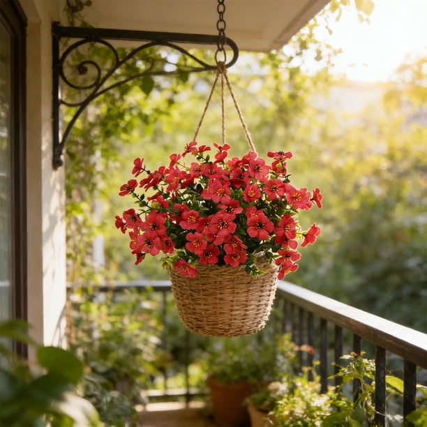 Artificial Eucalyptu And Violet Plastic Flowers Outdoor Home And Garden Decorative Bouquets