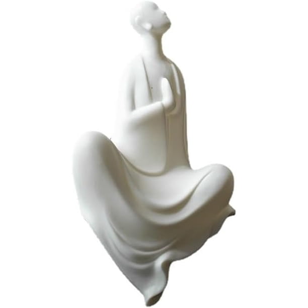 New Chinese style Zen white porcelain figures, little monks, little monks, tea pets, ancient racks, decorations, home landscaping small ornaments Pequeños artículos Decorativos /510(White3)