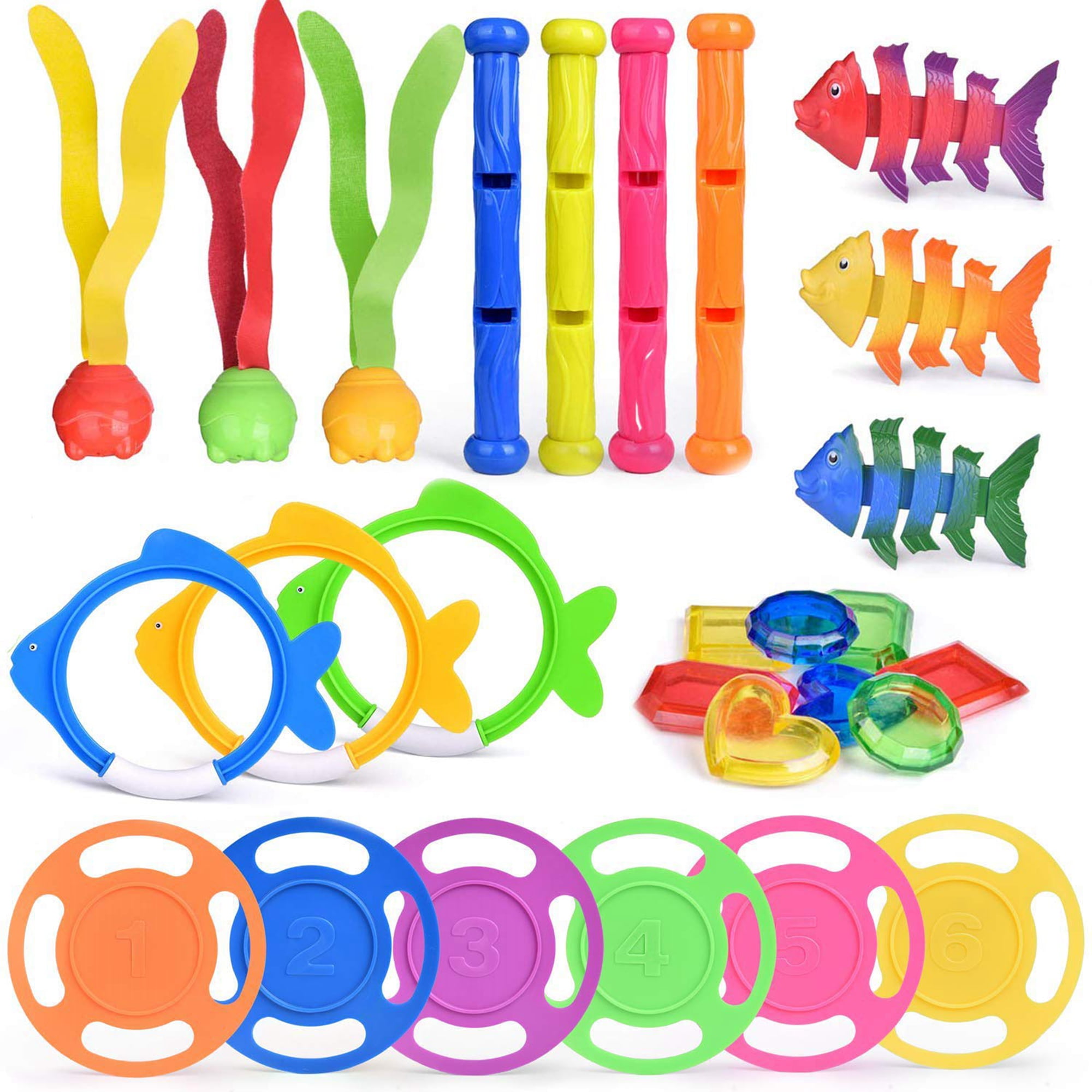 Fun Little Toys Assorted Colors Party Favors,  Diving Pool Toys, Underwater Summer Swimming Pool Toys for Kids, Swim Pool Toys, Diving Rings