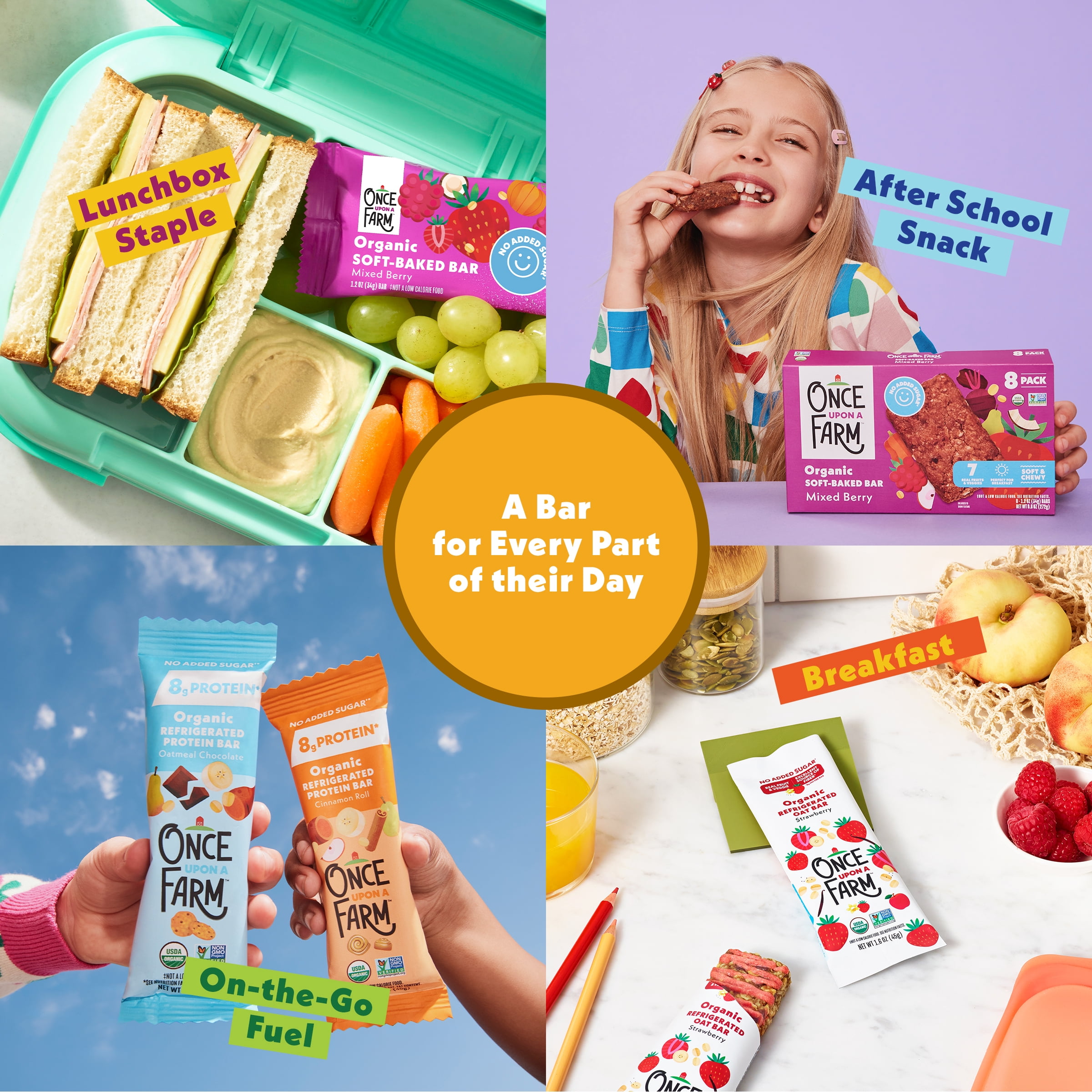 Once Upon a Farm Organic Soft Baked Kids' Snack Bars, Banana Chocolate Chip, 8ct