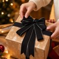 thumbnail image 5 of Lilixerw Satin Christmas Bow, Black Multi Loop Bow With Silver Edge And Pointed Tails, 5.12x7.09 Inch, for Tree Wreath Door Gift Mantel Decoration, 5 of 7