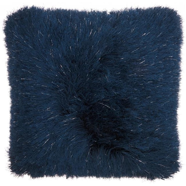 HomeRoots 386413 Plush Navy Shag Accent Throw Pillow