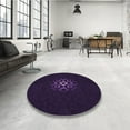 thumbnail image 3 of Ahgly Company Indoor Round Patterned Purple Iris Purple Area Rugs, 4' Round, 3 of 6