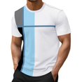 thumbnail image 2 of Vmvidoty Men's Casual T Shirts Short Sleeve Crew Neck Color Block Graphic Tees Shirt Summer Tops Light Blue M, 2 of 9