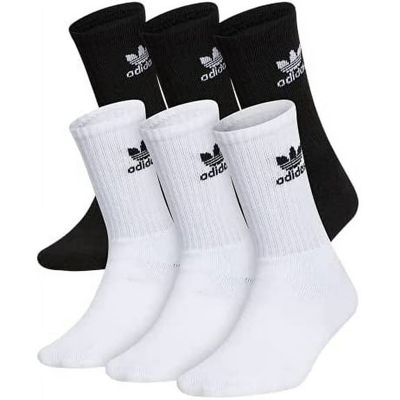 adidas Originals Unisex Kids-Boy's/Girl's Trefoil Cushioned Crew Socks (6-Pair), White/Black