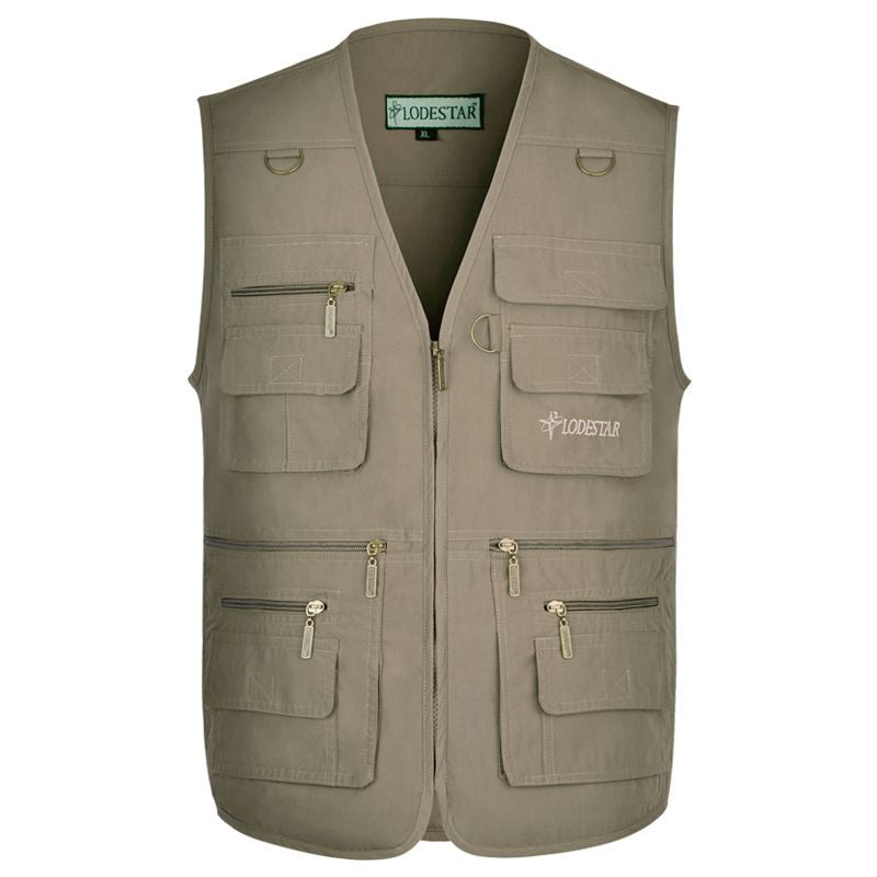 Men's Fishing Vest Summer Thin Multi-Pocket Cotton Waistcoat for  Middle-aged Elderly Large Size 