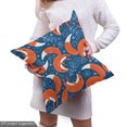thumbnail image 4 of Ambesonne Fox Fabric by the Yard Upholstery, Doodle Hearts and Flowers, 2 Yards, Navy Blue Orange, 4 of 4