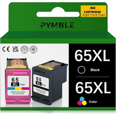 65XL Ink Cartridges for HP 65 Ink Cartridges for HP DeskJet 3755 3700 2600 3700 3772 2652 3752 2622 2624 Envy 5055 5000 5058 Printer (2-Pack, Black, Tri-Color)